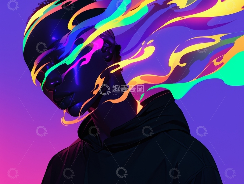 高清大图下载【趣麦麦图】色彩斑斓的火焰头像