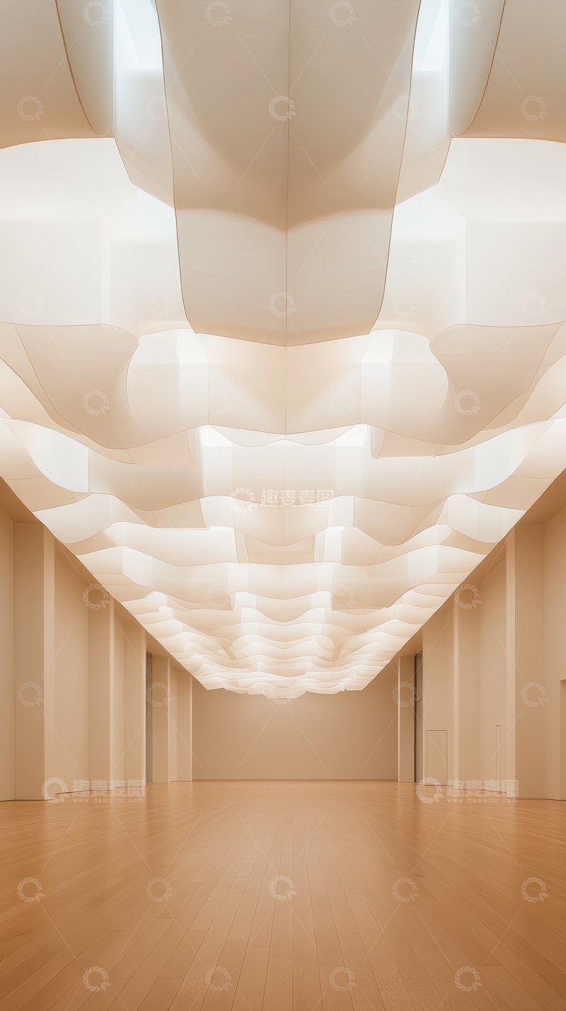 高清大图下载【趣麦麦图】波浪形天花板设计的室内空间