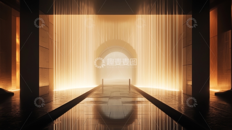 高清大图下载【趣麦麦图】光影交错的拱门走廊