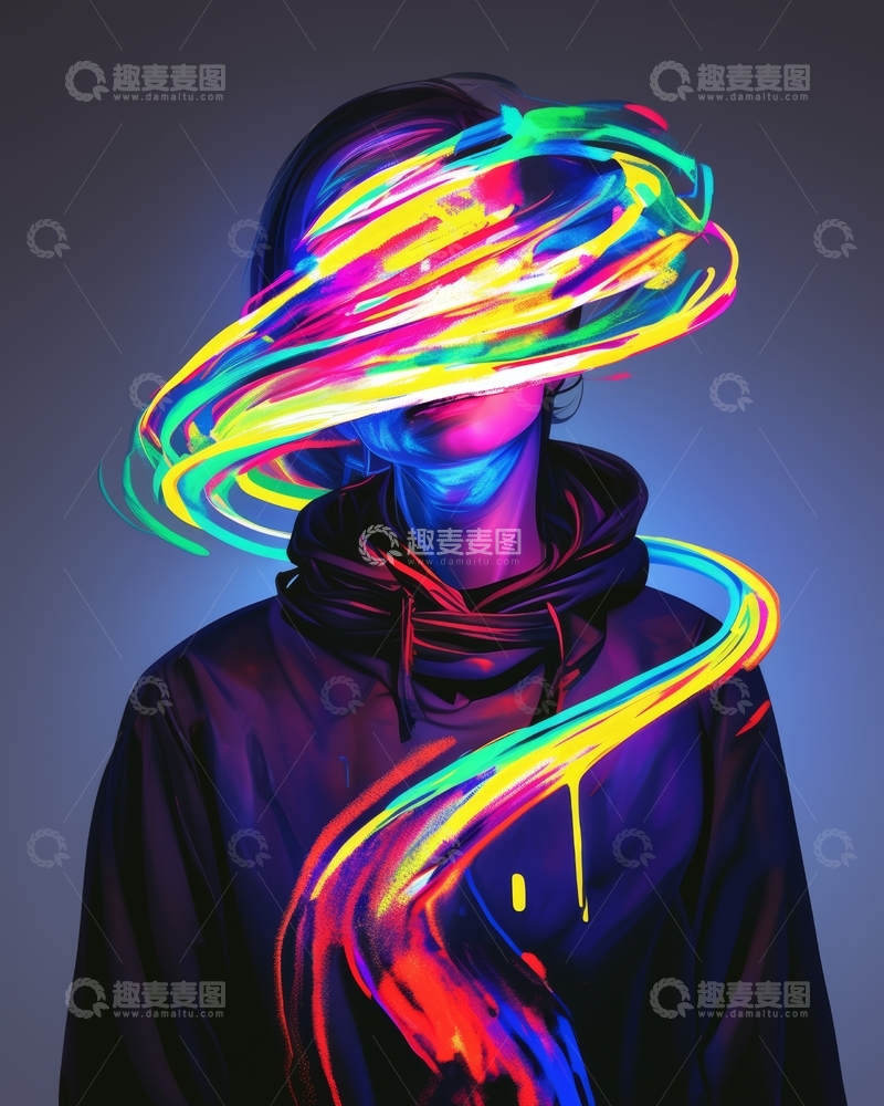 高清大图下载【趣麦麦图】霓虹光影中的人像艺术