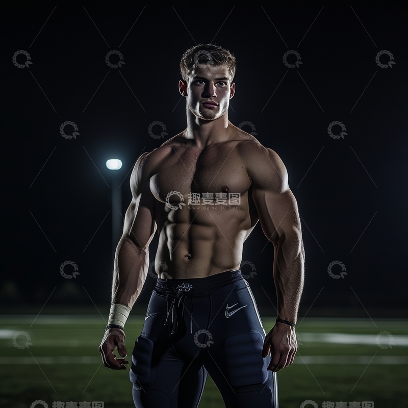 高清大图下载【趣麦麦图】健硕男子在夜晚户外站立