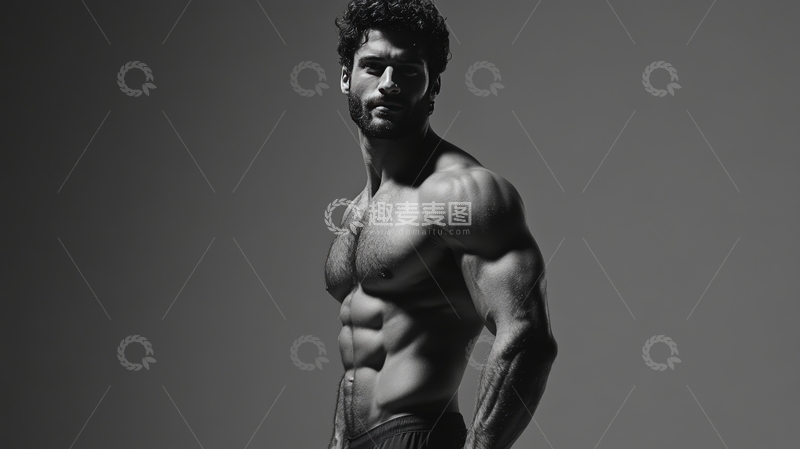 高清大图下载【趣麦麦图】黑白摄影中的健美男性
