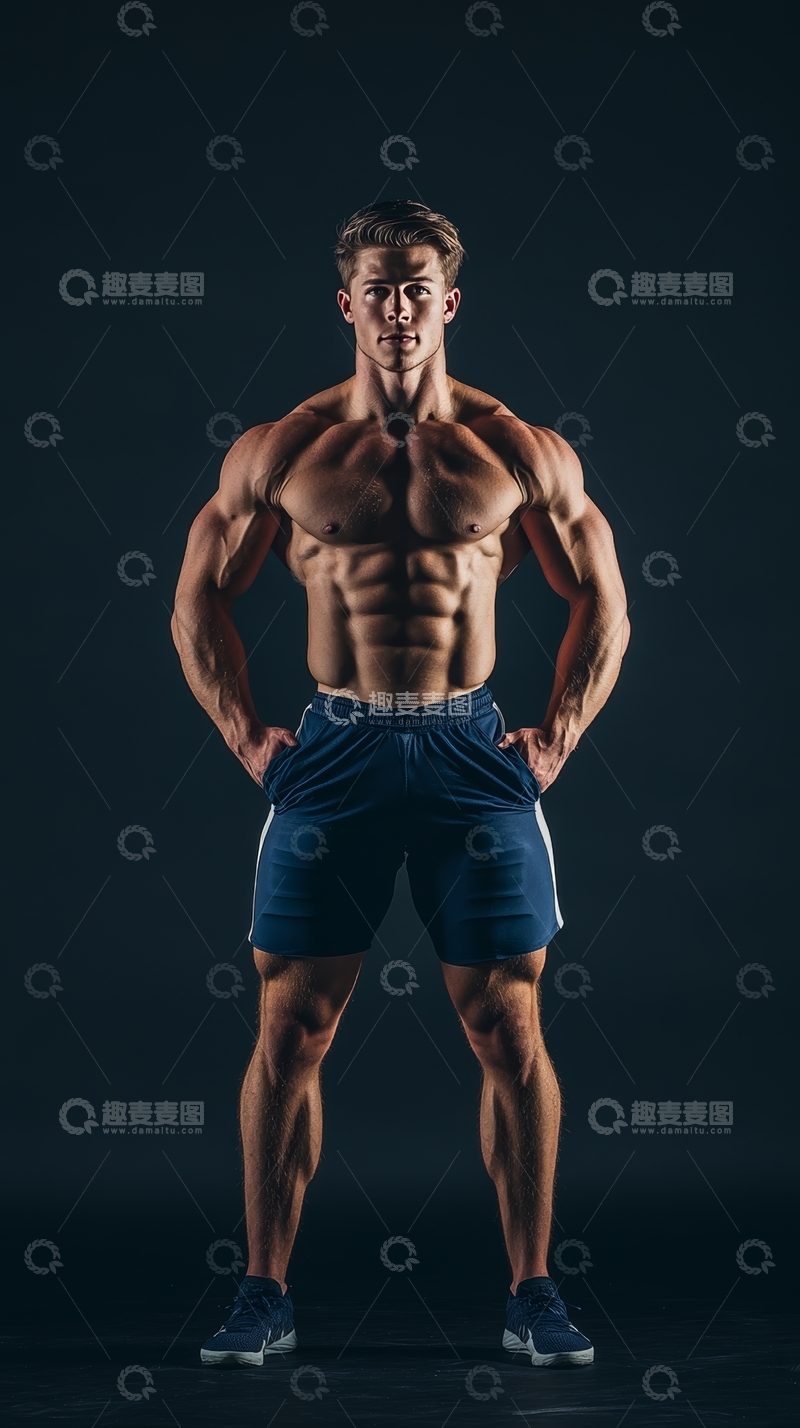 高清大图下载【趣麦麦图】健美男子展示肌肉