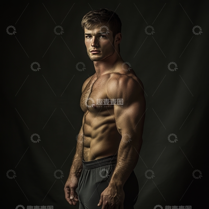 高清大图下载【趣麦麦图】健美男子展示肌肉