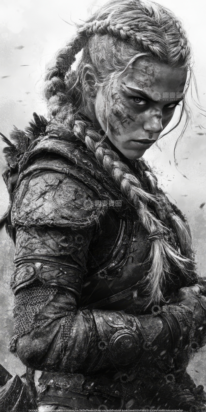 高清大图下载【趣麦麦图】身穿盔甲的女性战士