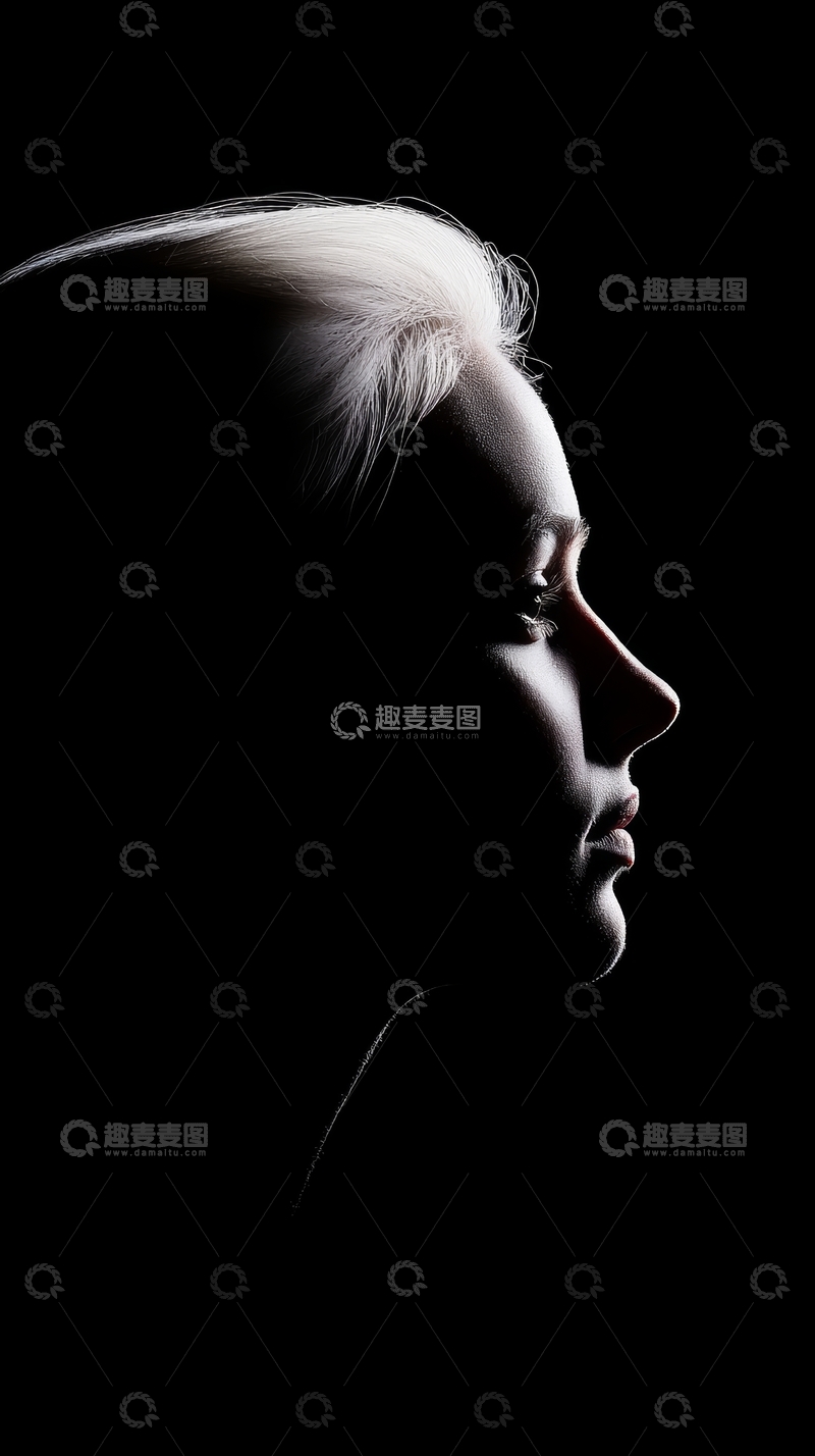 高清大图下载【趣麦麦图】侧脸剪影，光影交错的神秘感