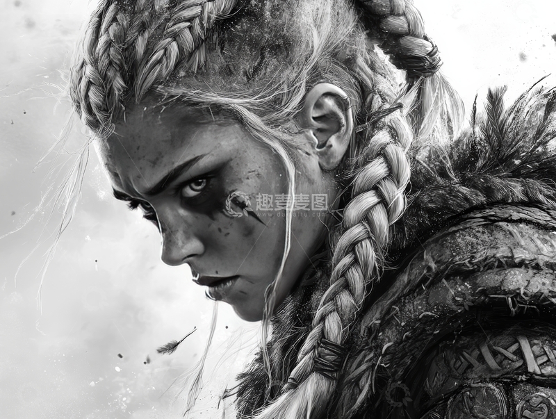 高清大图下载【趣麦麦图】战士女性的黑白肖像