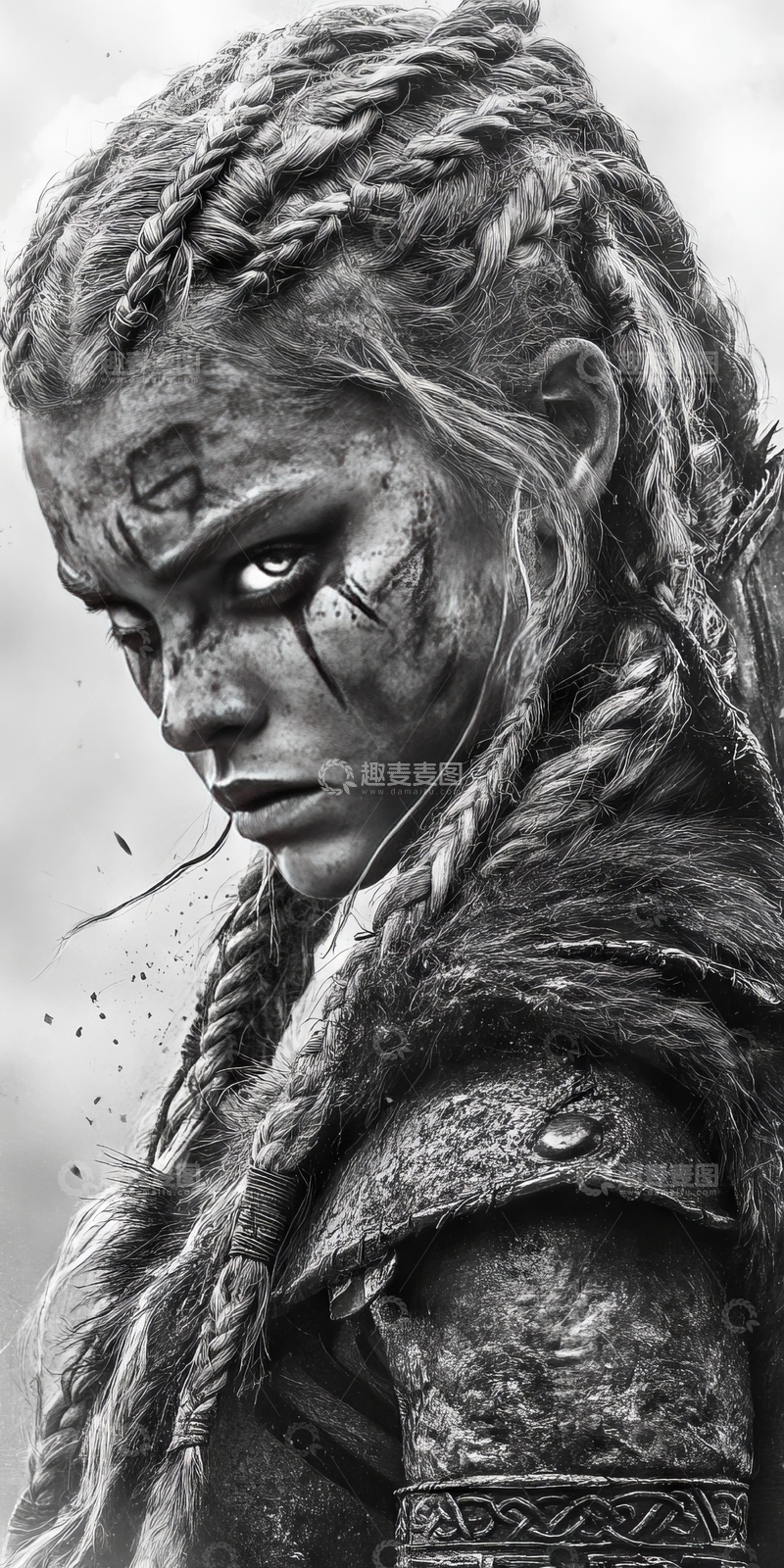 高清大图下载【趣麦麦图】英勇战士的黑白肖像