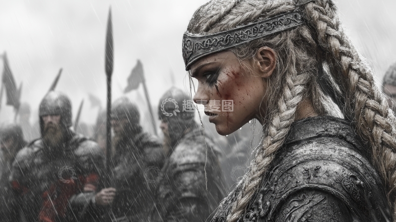 高清大图下载【趣麦麦图】古代战士在雨中凝视远方