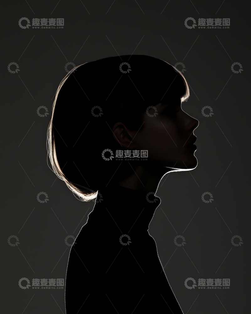 高清大图下载【趣麦麦图】侧脸剪影，光影勾勒女性轮廓