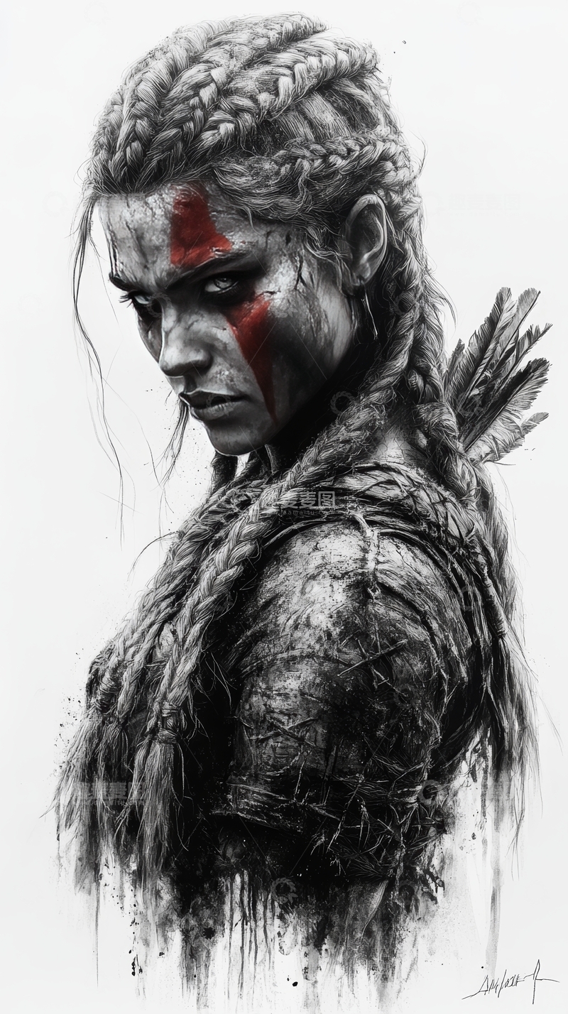 高清大图下载【趣麦麦图】战士肖像：红颜与野性