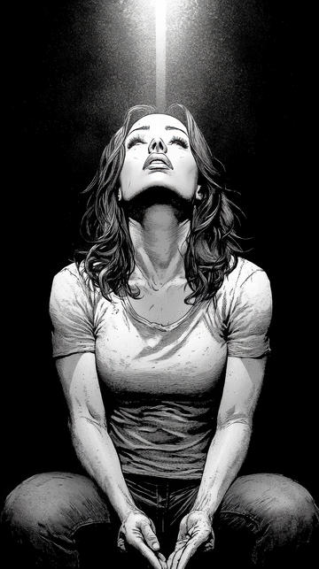 冥想中的女性，头顶光芒