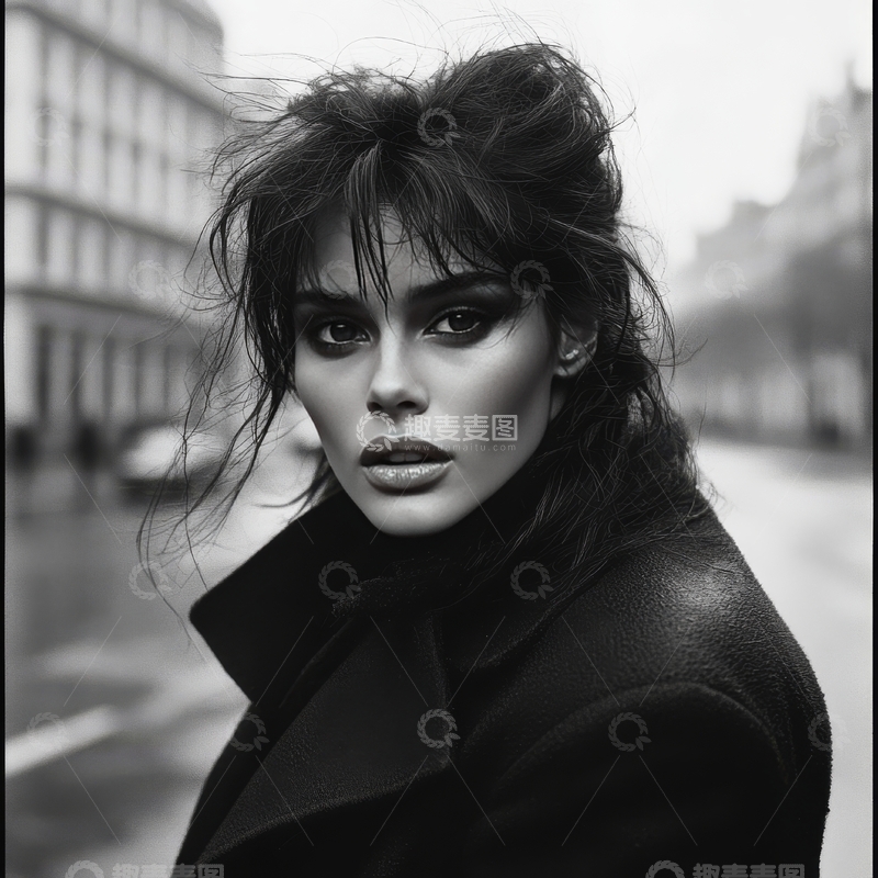 高清大图下载【趣麦麦图】黑白色调中的时尚女性肖像