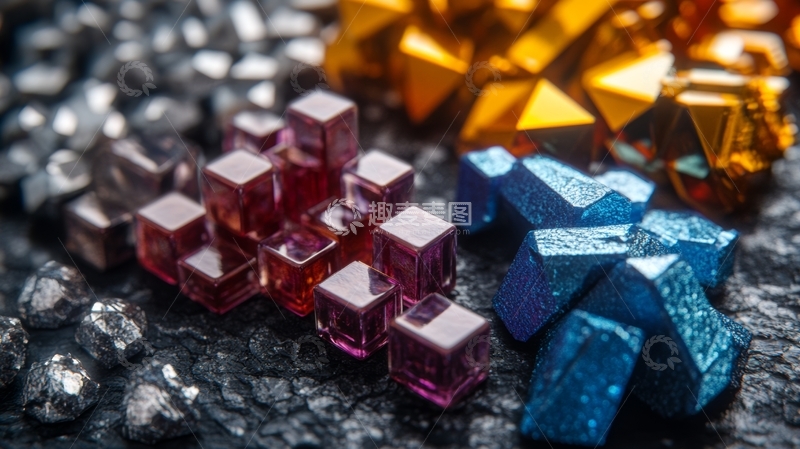 高清大图下载【趣麦麦图】多彩晶体与金属碎屑的微观特写