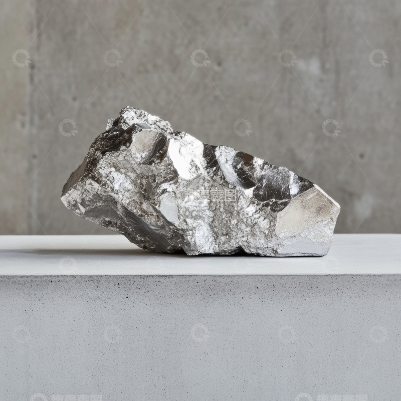 高清大图下载【趣麦麦图】银色矿石置于灰色背景之上