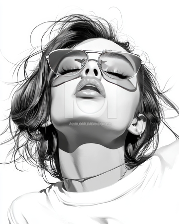 戴墨镜的女子仰头肖像