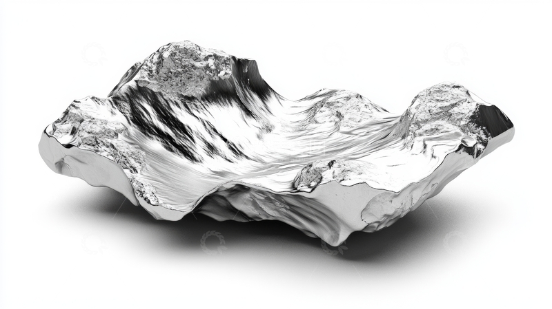 高清大图下载【趣麦麦图】银色金属雕塑，抽象山峦形态