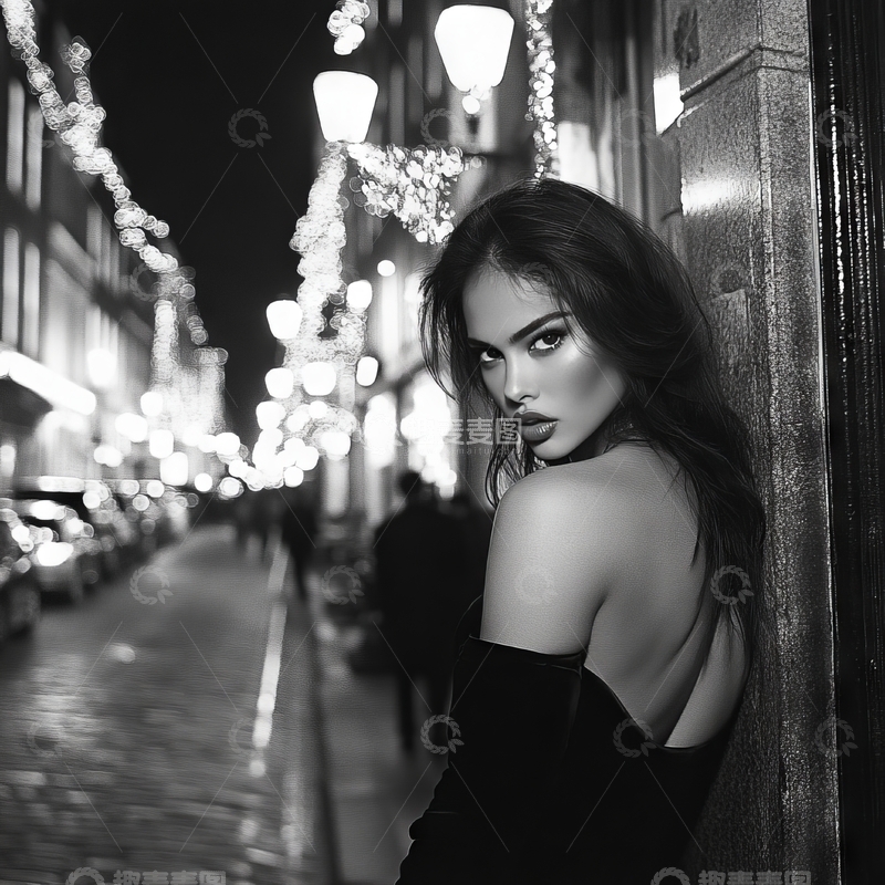 高清大图下载【趣麦麦图】夜景下的优雅女性