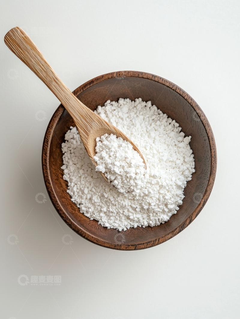 高清大图下载【趣麦麦图】木碗中的白色粉末与木勺