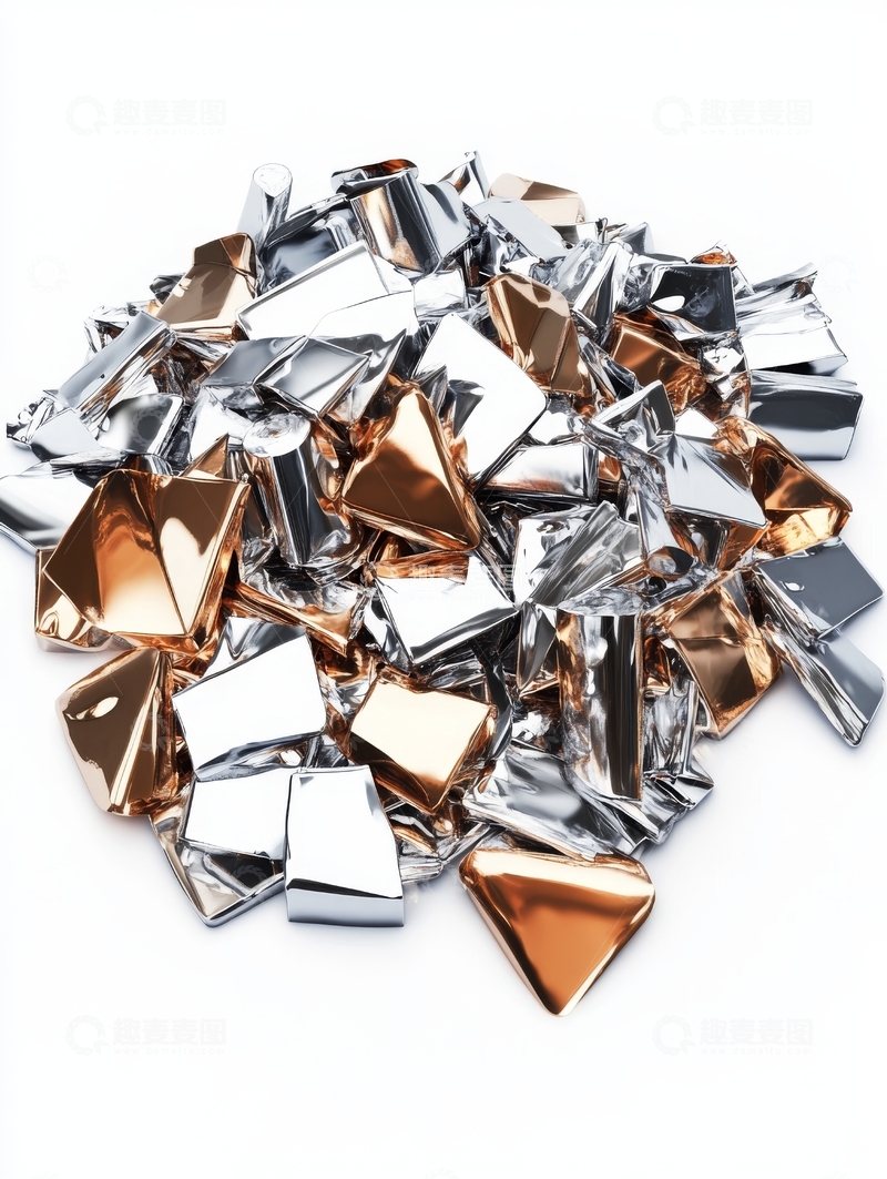 金属光泽的三角形碎片堆叠
