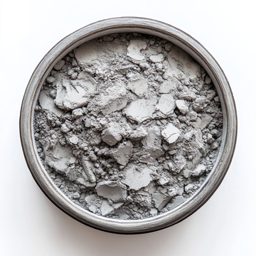 灰色粉末状物质的圆形容器