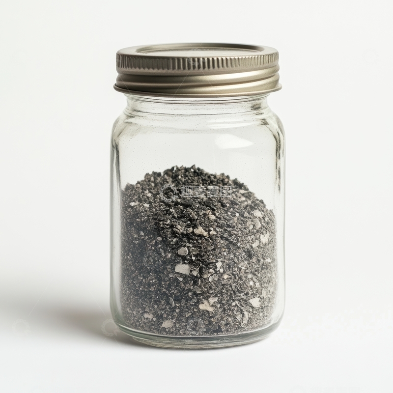 高清大图下载【趣麦麦图】玻璃罐中的黑色颗粒物质