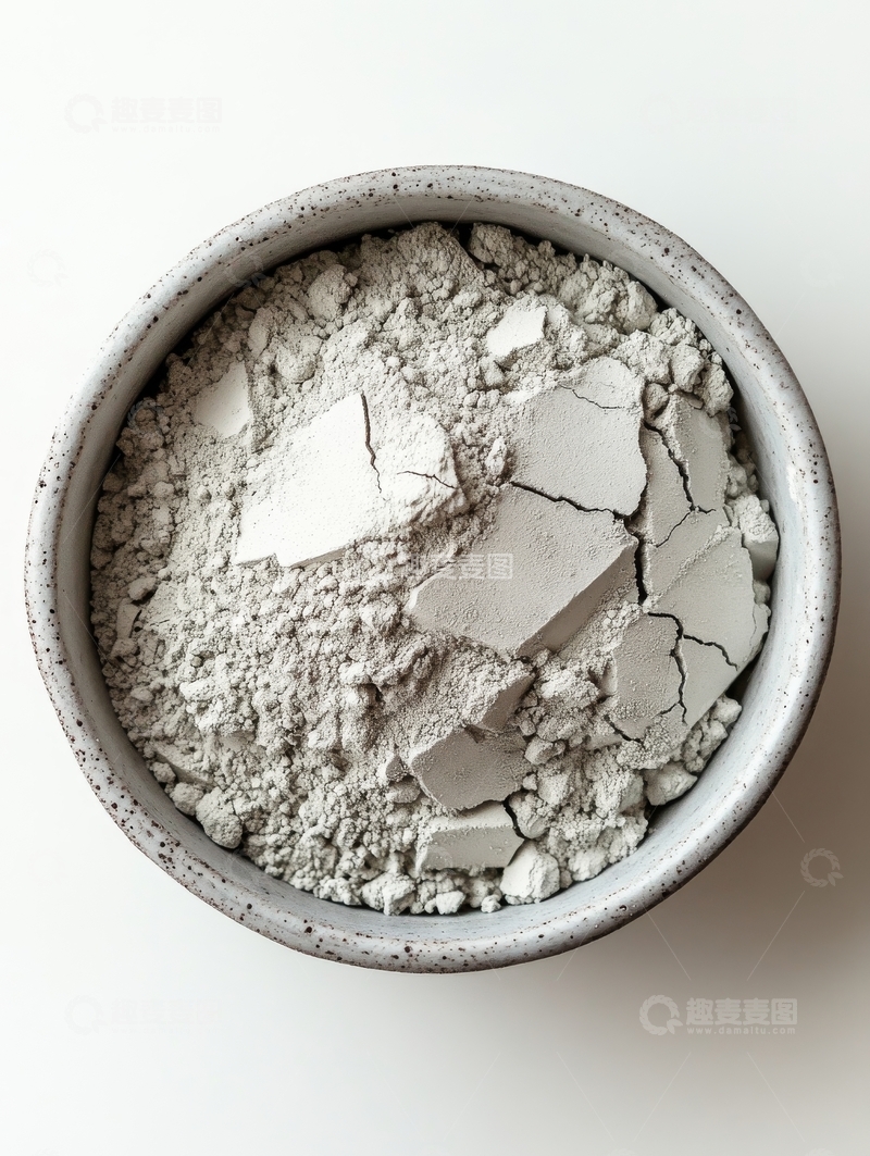 高清大图下载【趣麦麦图】陶瓷碗中的灰色粉末与碎片
