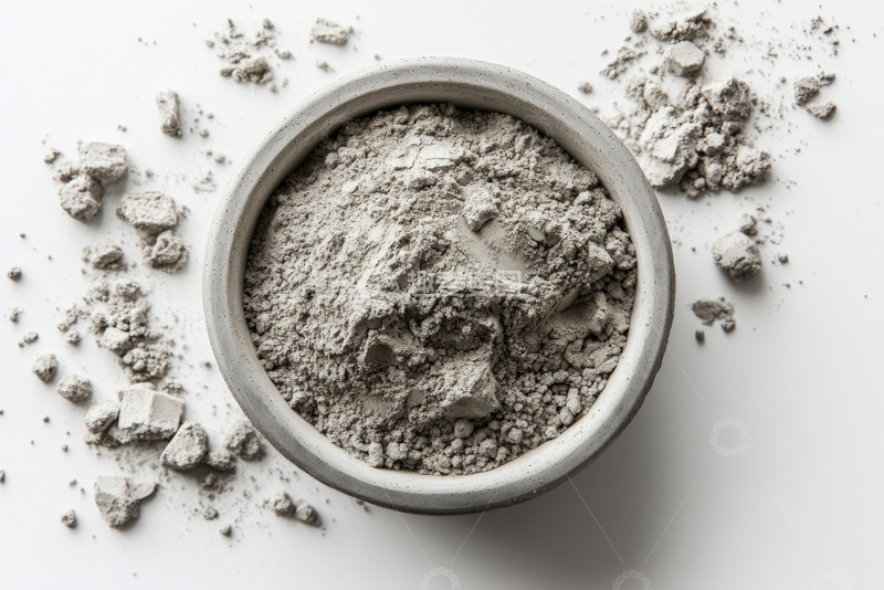 高清大图下载【趣麦麦图】灰色粉末盛于陶瓷碗中