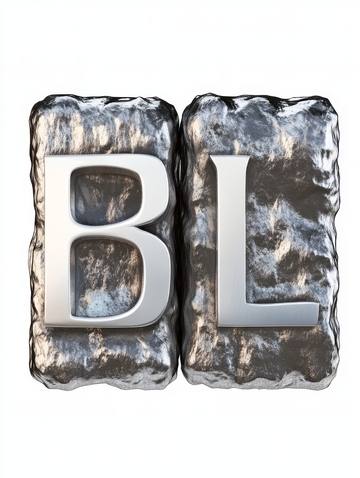 金属质感字母BL的立体展示