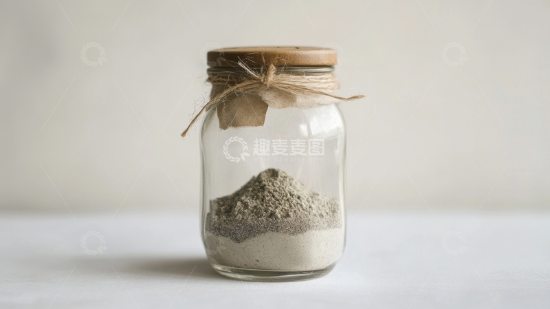 高清大图下载【趣麦麦图】玻璃罐中的粉末状物质