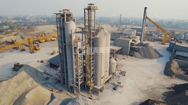 高清大图下载【趣麦麦图】工业水泥厂航拍视角