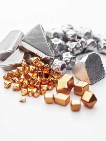 金属块与晶体的组合展示