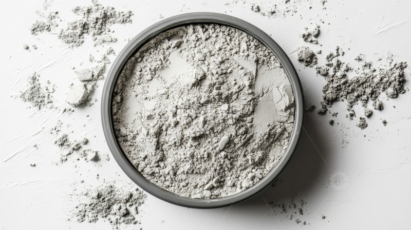 高清大图下载【趣麦麦图】灰色粉末盛于圆形容器中