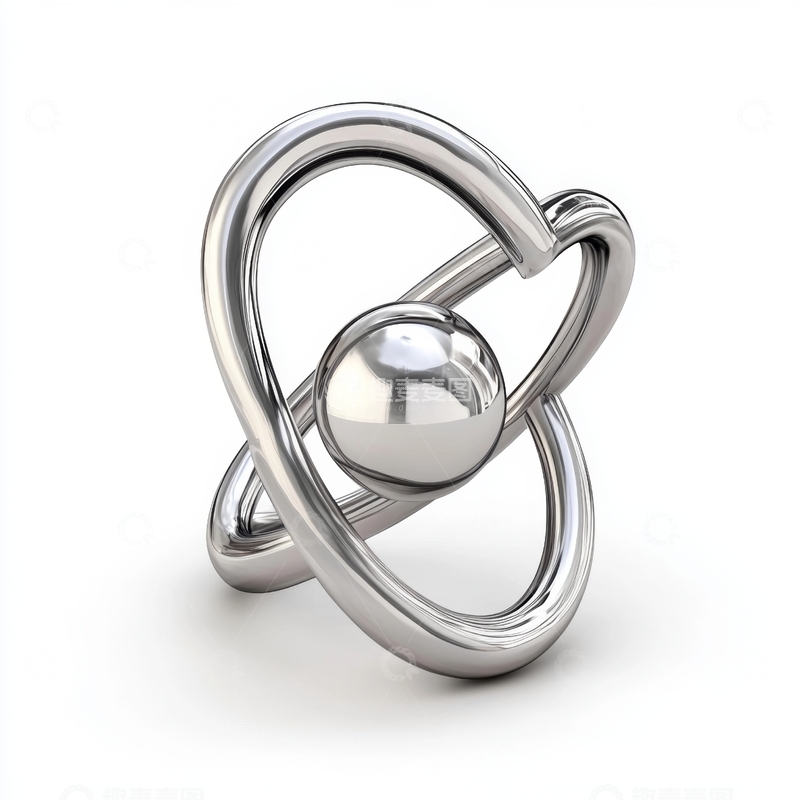 高清大图下载【趣麦麦图】金属环与球体的抽象组合