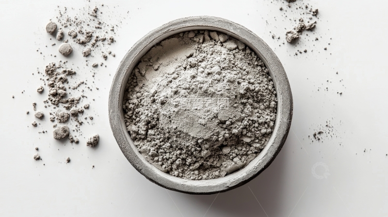 高清大图下载【趣麦麦图】灰色粉末置于陶瓷碗中