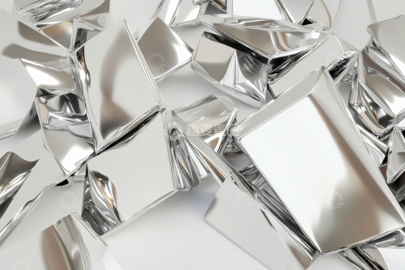 高清大图下载【趣麦麦图】褶皱的银色箔片堆叠