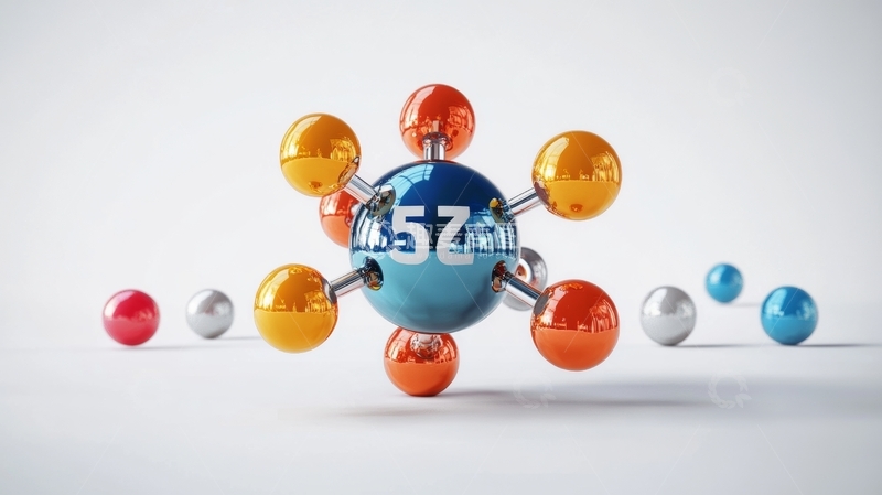 高清大图下载【趣麦麦图】多彩球体围绕中心结构的艺术展示