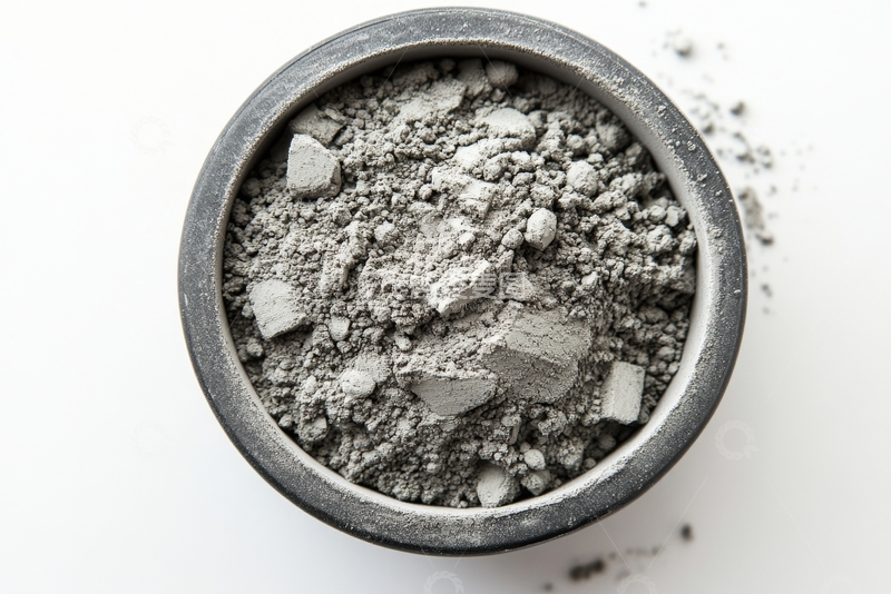 高清大图下载【趣麦麦图】灰色粉末置于金属碗中