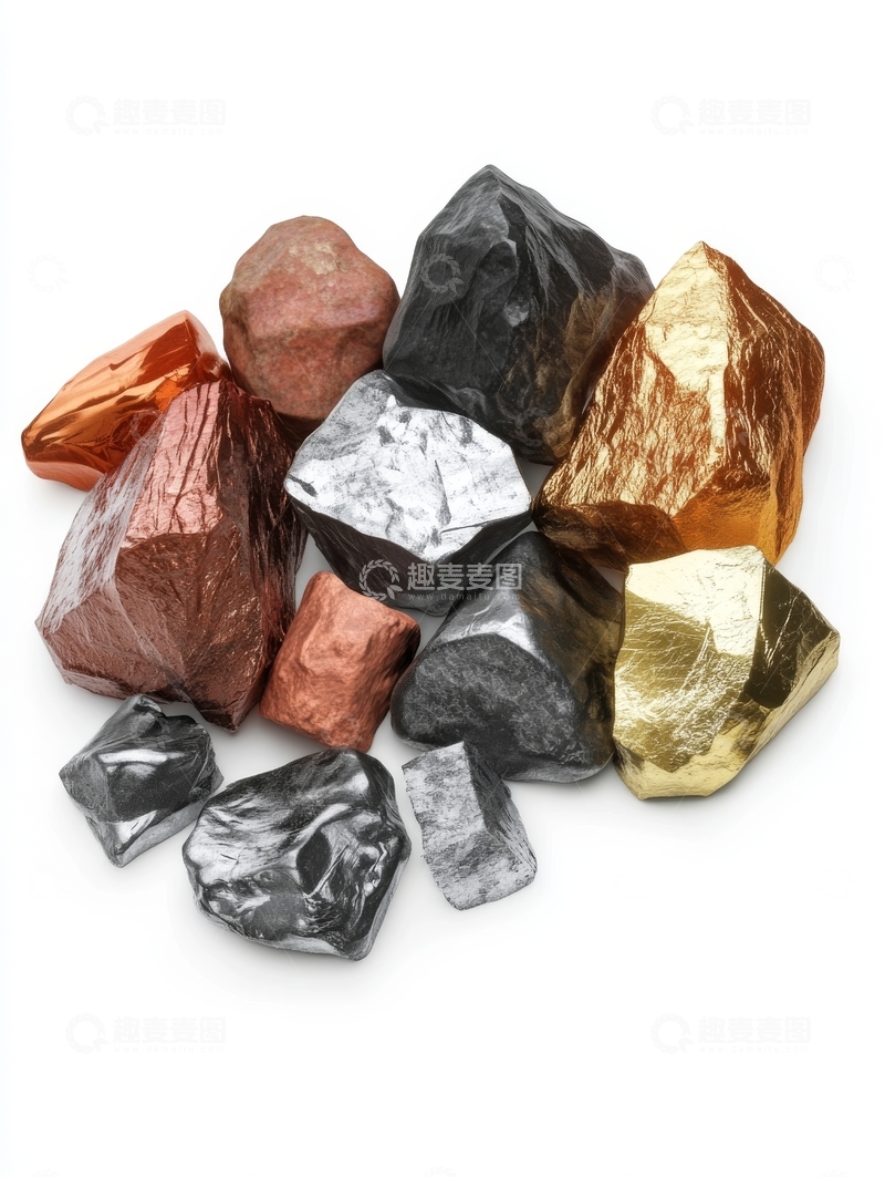 高清大图下载【趣麦麦图】多彩金属光泽的矿石堆