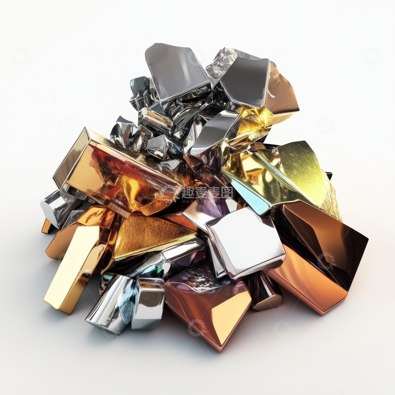 高清大图下载【趣麦麦图】多彩金属碎片堆叠
