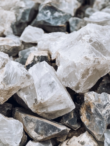 透明晶体与岩石的自然堆积