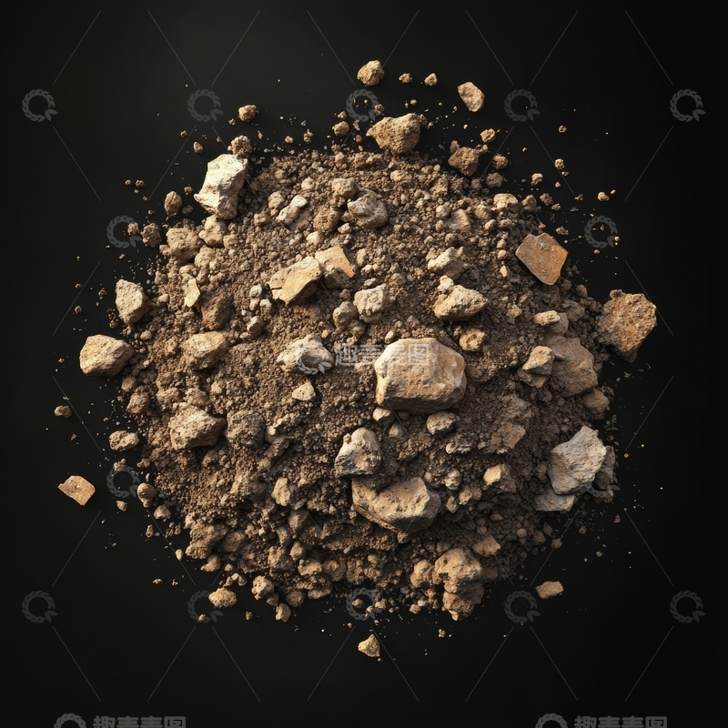 高清大图下载【趣麦麦图】黑色背景上的碎石堆
