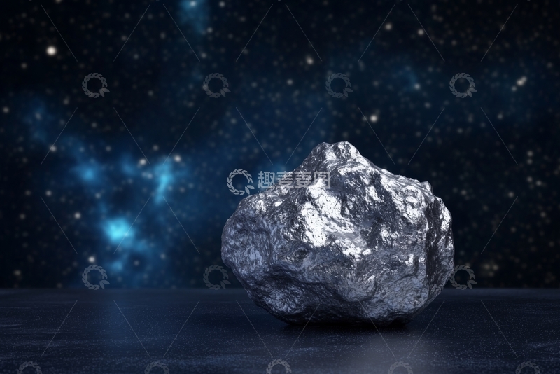 高清大图下载【趣麦麦图】陨石静置于深邃星空背景前