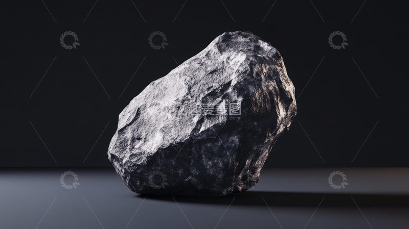 高清大图下载【趣麦麦图】黑色岩石静置于暗背景中