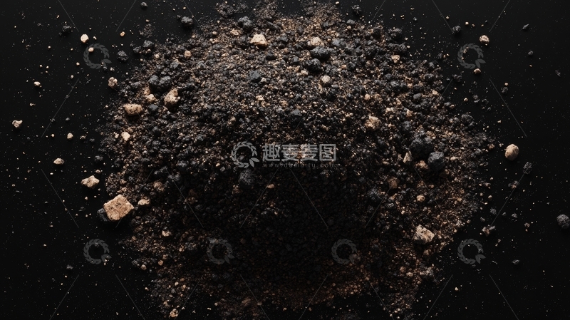高清大图下载【趣麦麦图】黑色背景上的细碎颗粒堆