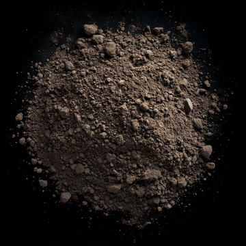 深色粉末堆在黑色背景上
