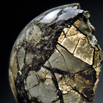 裂纹岩石表面的金属光泽特写