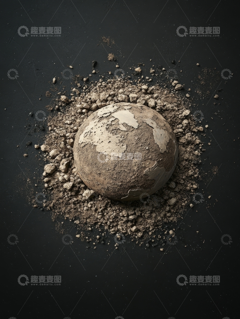 高清大图下载【趣麦麦图】岩石置于碎石堆中