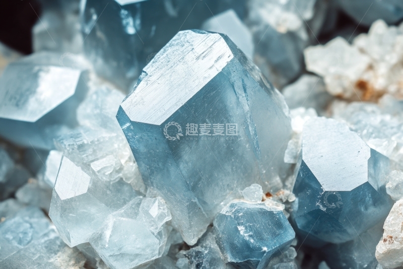 高清大图下载【趣麦麦图】蓝色水晶簇的特写