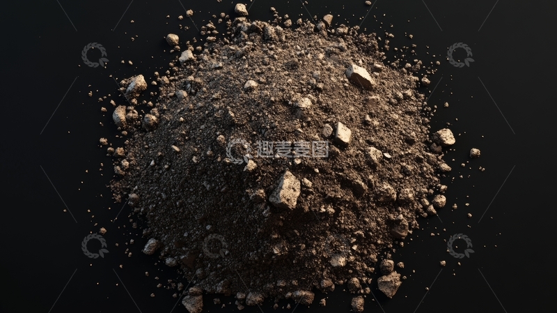 高清大图下载【趣麦麦图】黑色背景上的碎石堆